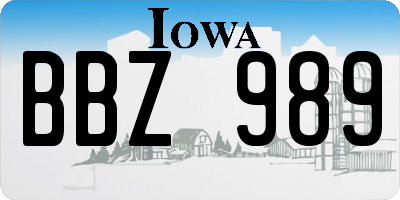 IA license plate BBZ989