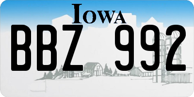 IA license plate BBZ992
