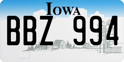 IA license plate BBZ994