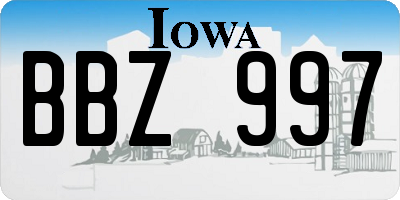 IA license plate BBZ997