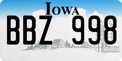 IA license plate BBZ998