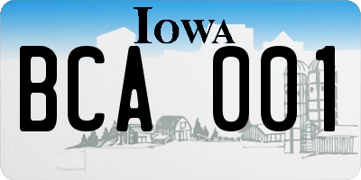 IA license plate BCA001