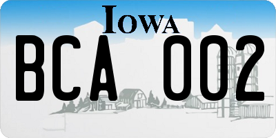 IA license plate BCA002