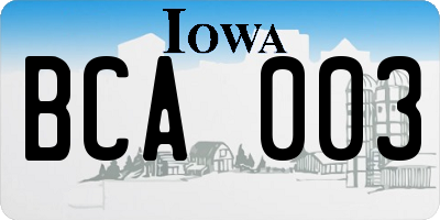 IA license plate BCA003