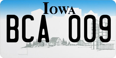 IA license plate BCA009