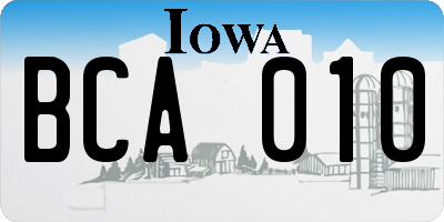 IA license plate BCA010