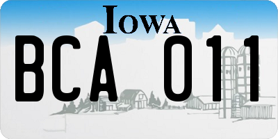 IA license plate BCA011