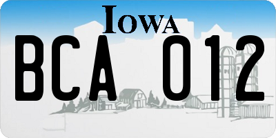 IA license plate BCA012