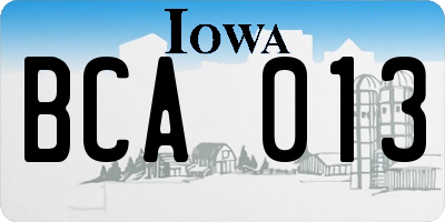 IA license plate BCA013