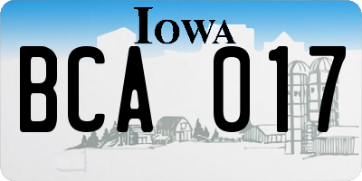 IA license plate BCA017