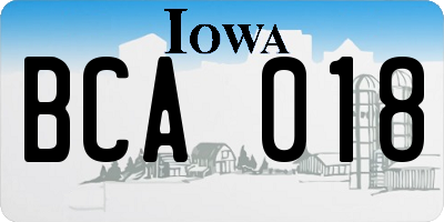 IA license plate BCA018