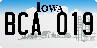 IA license plate BCA019