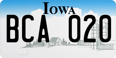 IA license plate BCA020