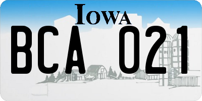 IA license plate BCA021