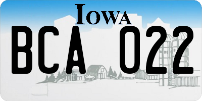 IA license plate BCA022