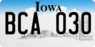 IA license plate BCA030