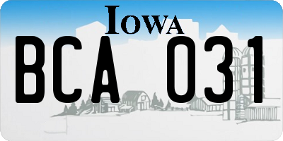 IA license plate BCA031