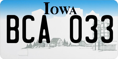 IA license plate BCA033