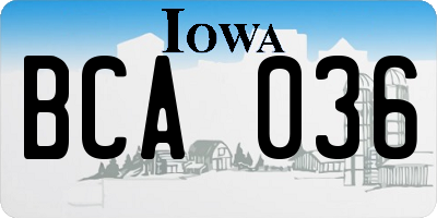 IA license plate BCA036