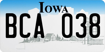 IA license plate BCA038
