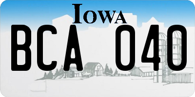 IA license plate BCA040