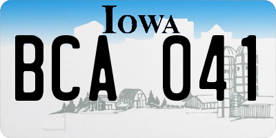 IA license plate BCA041