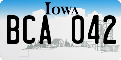 IA license plate BCA042