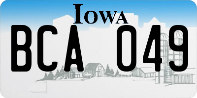 IA license plate BCA049