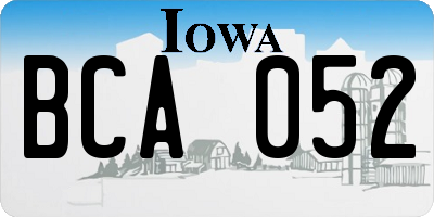 IA license plate BCA052