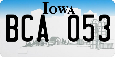 IA license plate BCA053