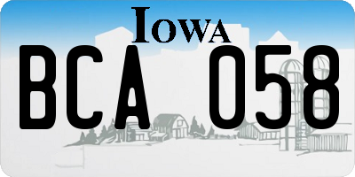 IA license plate BCA058
