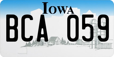 IA license plate BCA059