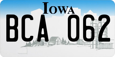 IA license plate BCA062