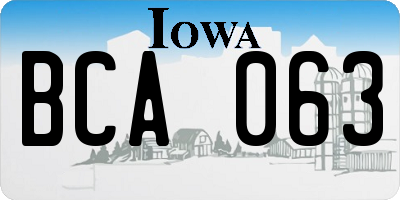 IA license plate BCA063
