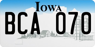 IA license plate BCA070
