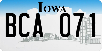 IA license plate BCA071