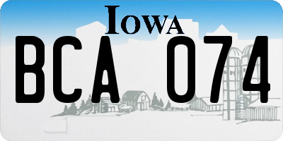 IA license plate BCA074