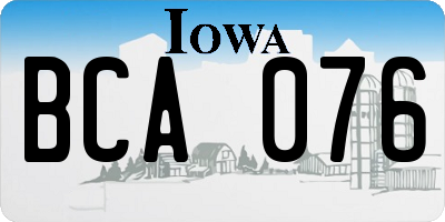 IA license plate BCA076
