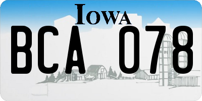 IA license plate BCA078