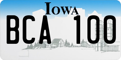 IA license plate BCA100