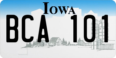 IA license plate BCA101