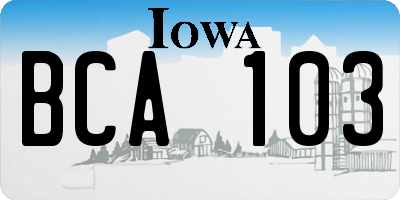 IA license plate BCA103