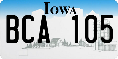 IA license plate BCA105