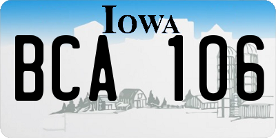 IA license plate BCA106