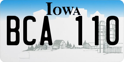 IA license plate BCA110
