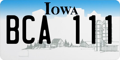 IA license plate BCA111