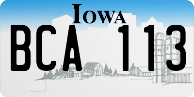 IA license plate BCA113