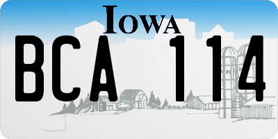 IA license plate BCA114