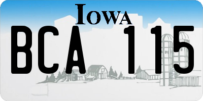 IA license plate BCA115