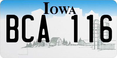IA license plate BCA116